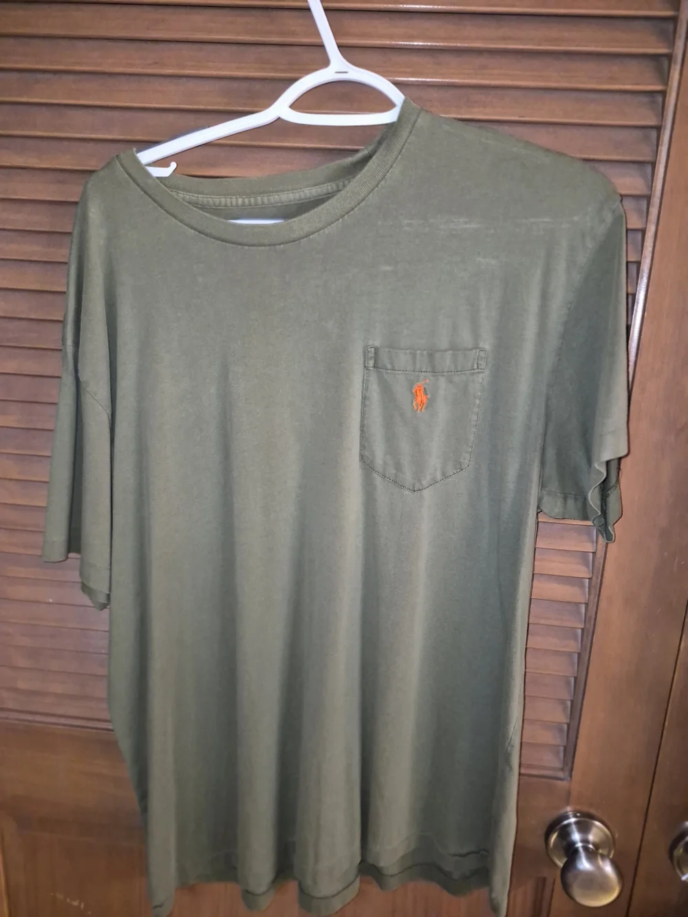 Polo by Ralph Lauren Olive Green Short Sleeve Pocket Tee with Orange Pony